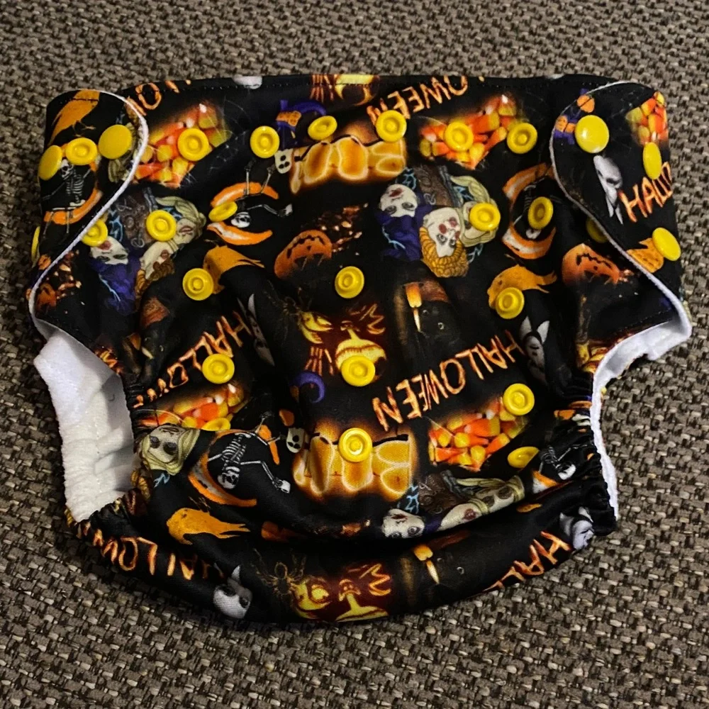 Chic White Diaper Cover with Yellow Accents